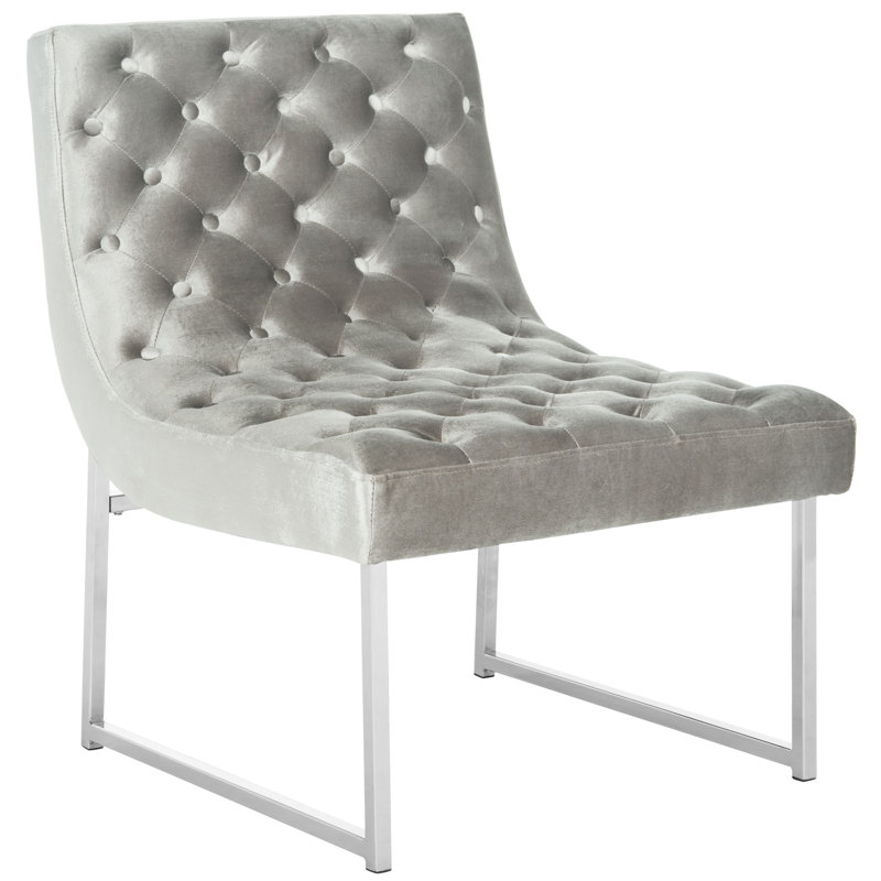 Dark Velvet Tufted Accent Chair, Grey