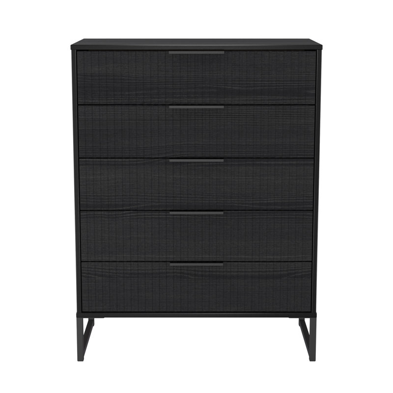 Bernat 77cm W 5 - Drawer Chest of Drawers, Black