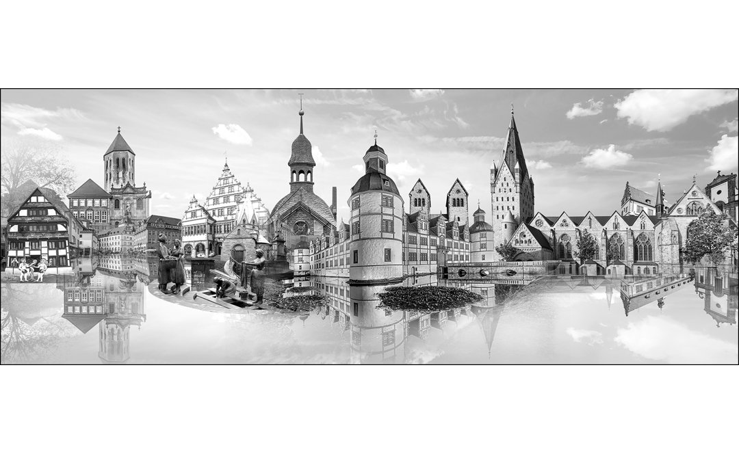 Paderborn – Rahmenloser Panorama-Kunstdruck auf Floatglas