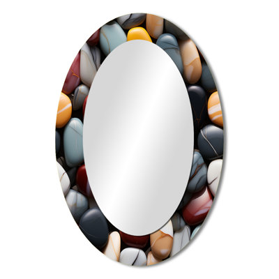 Timeless Meditation Stone Pattern - Modern Oval Wall Mirror