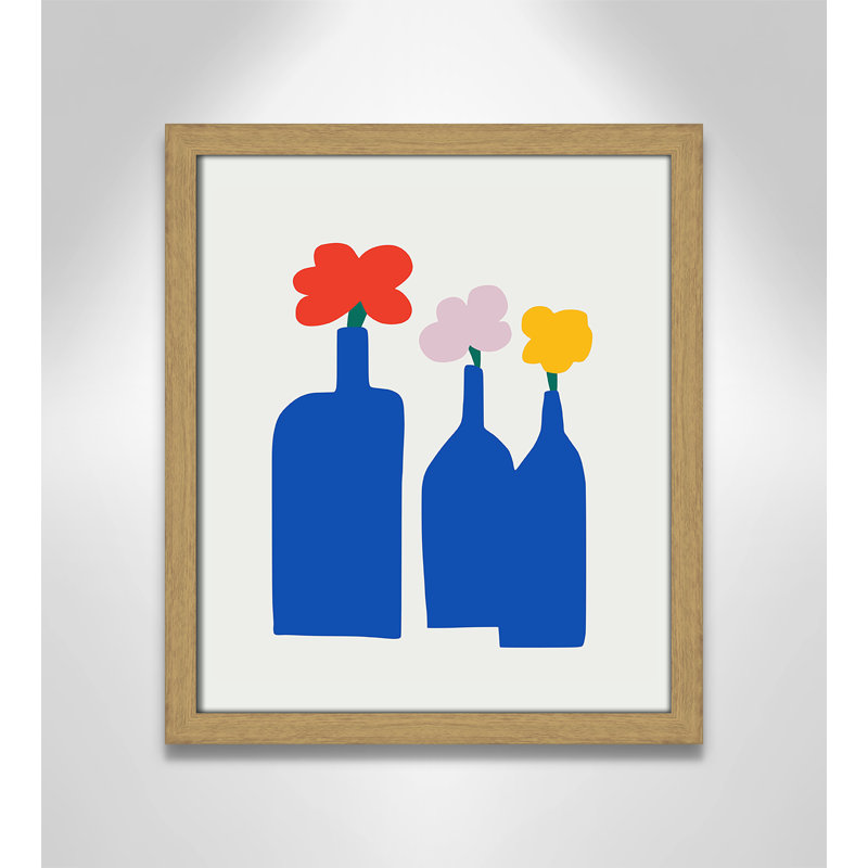 «Bold Blooms Trio Print» par Dean, Grain de bois naturel, L 13 po x H 15 po, Impression encadrée