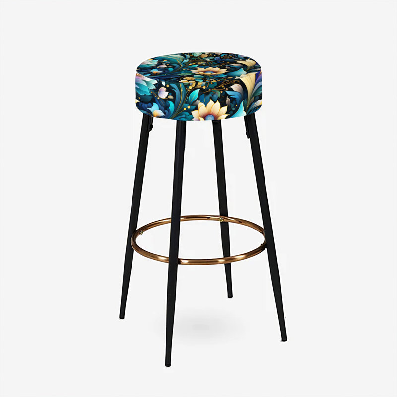 Ensemble de 2 tabourets de bar à fleurs bleues et vertes Cosmic Harmony