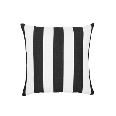 Oreiller carré réversible extérieur / intérieur Sherana Kline's Cabana Stripe Rempli de fibre 100% polyester blanc. Fabriqué aux États-Unis