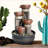 Fountains | 4-Tier Indoor Tabletop Waterfall Fountain with LED Lights, for Home Office Kitchen Decor | Resin | Waterfall