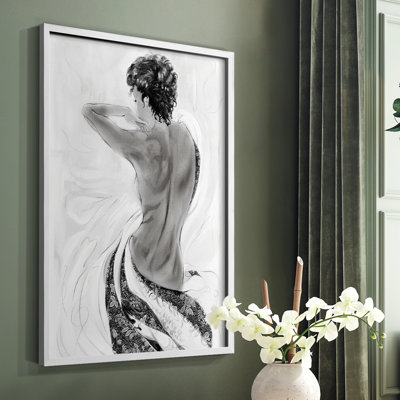 «Solitude S Croquis II», reproduction encadrée - bois massif