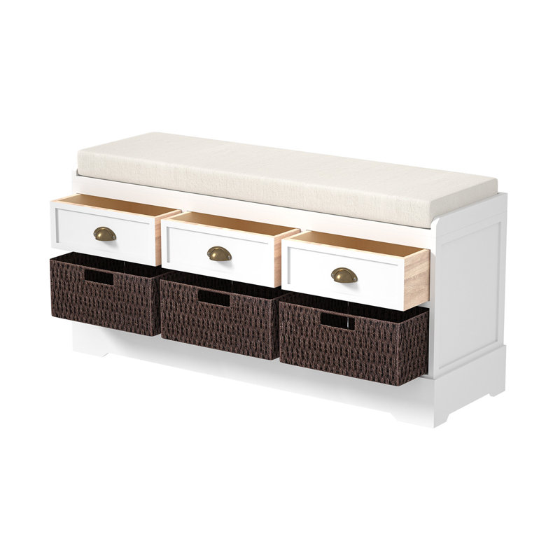 Banc de rangement avec tiroirs Maribelle, Blanc