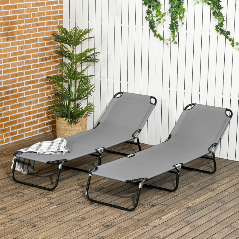 Meliza Outdoor Metal Chaise Lounge Set, Blue, 2