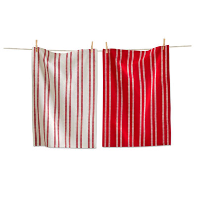 Christmas Enchanting Dishtowel Set Red Multi Cotton Kitchen Towels Machine Wash Perfect Holiday Decor