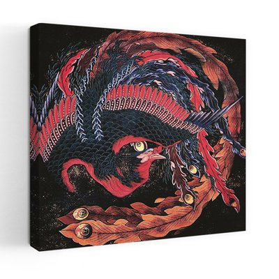 Phoenix Classic Contemporary Bird Wildlife Wall Art Print by Katsushika Hokusai - 1 Piece Wrapped Canvas Wall Art