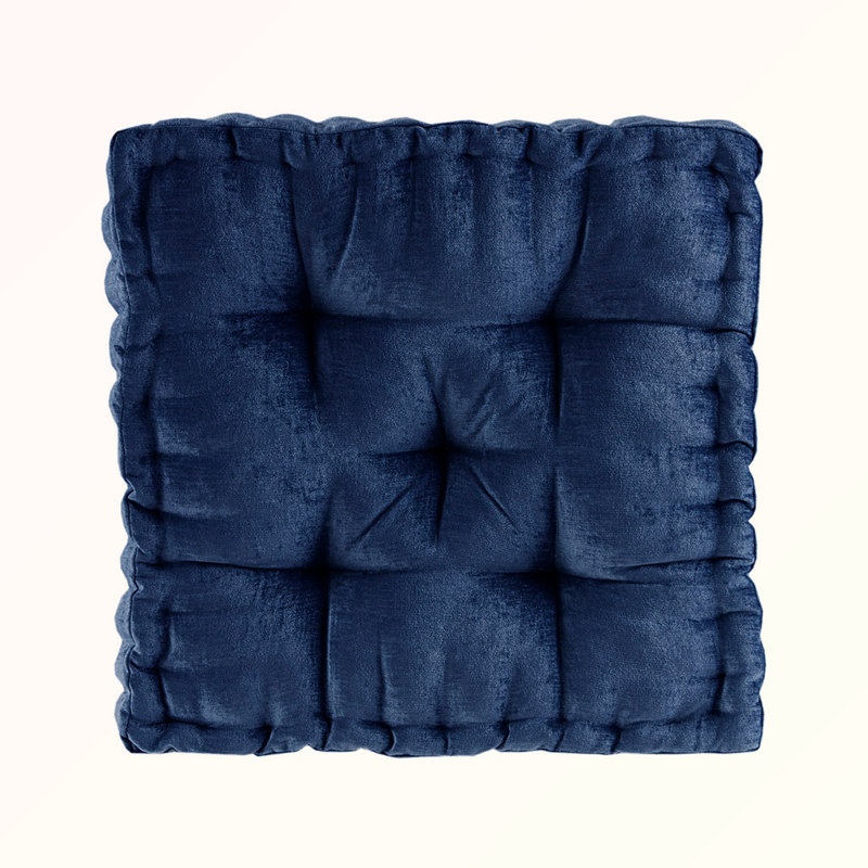 Coussin de sol carré en poly chenille, Bleu