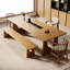 Table de salle à manger rectangulaire en bois massif brun-108205880