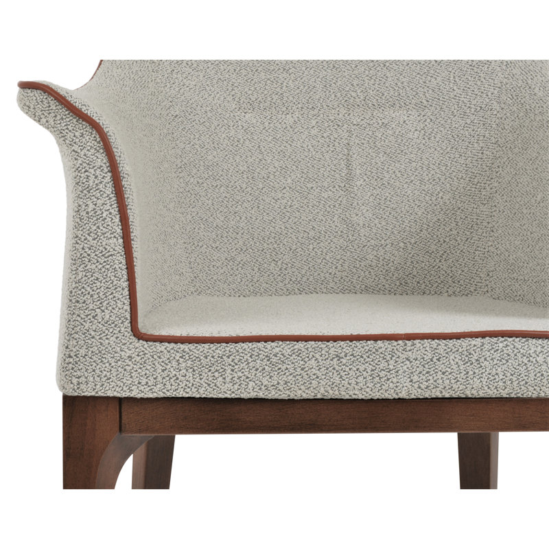 London Arm Wood Chair in Boucle Fabric