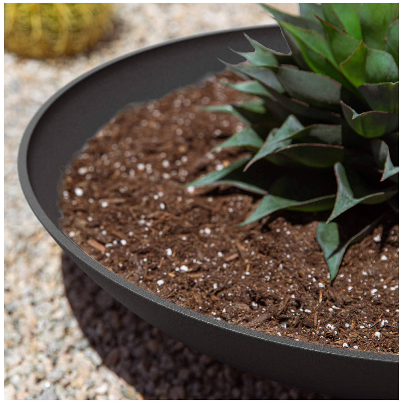Pure Series Lane Weather Resistant Bowl Planter , Black, 6" H x 24" W x 24" D, Set of 1