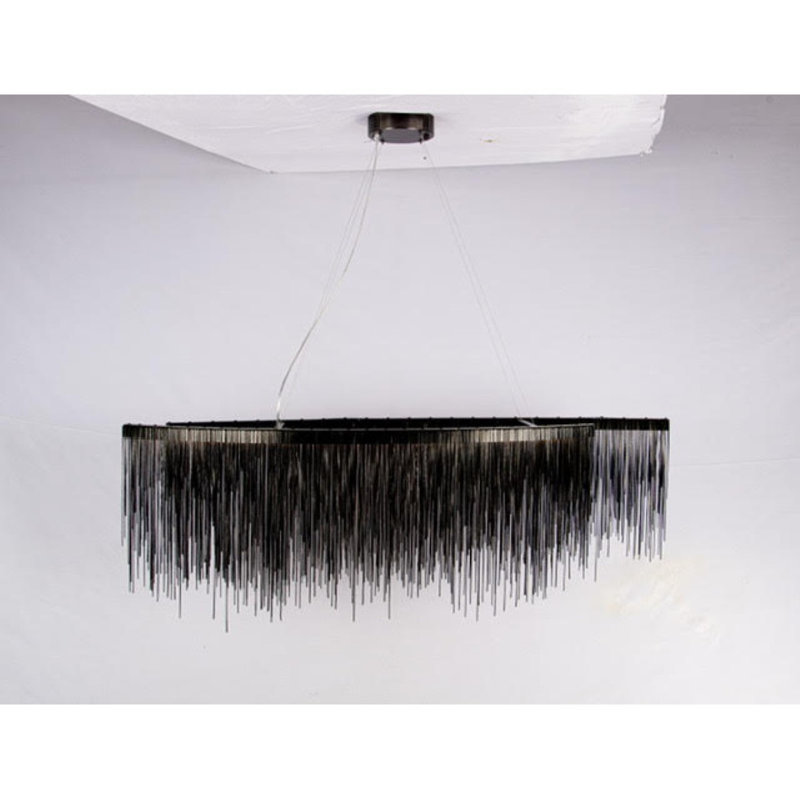 Lustre suspendu moderne et lumineux, Nickel poli, 80 po de diamètre x 19 po de profondeur x 26 po d