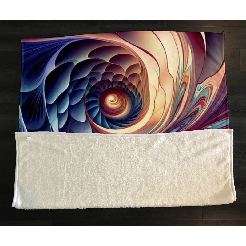 Throw Blanket, 51" W x 60" L, Abstract, Blue/Pink/Tan