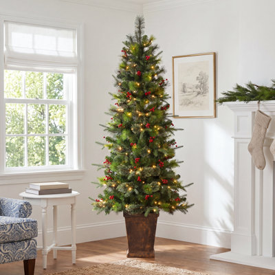 White 6' Pre-Lit Pine Tree
