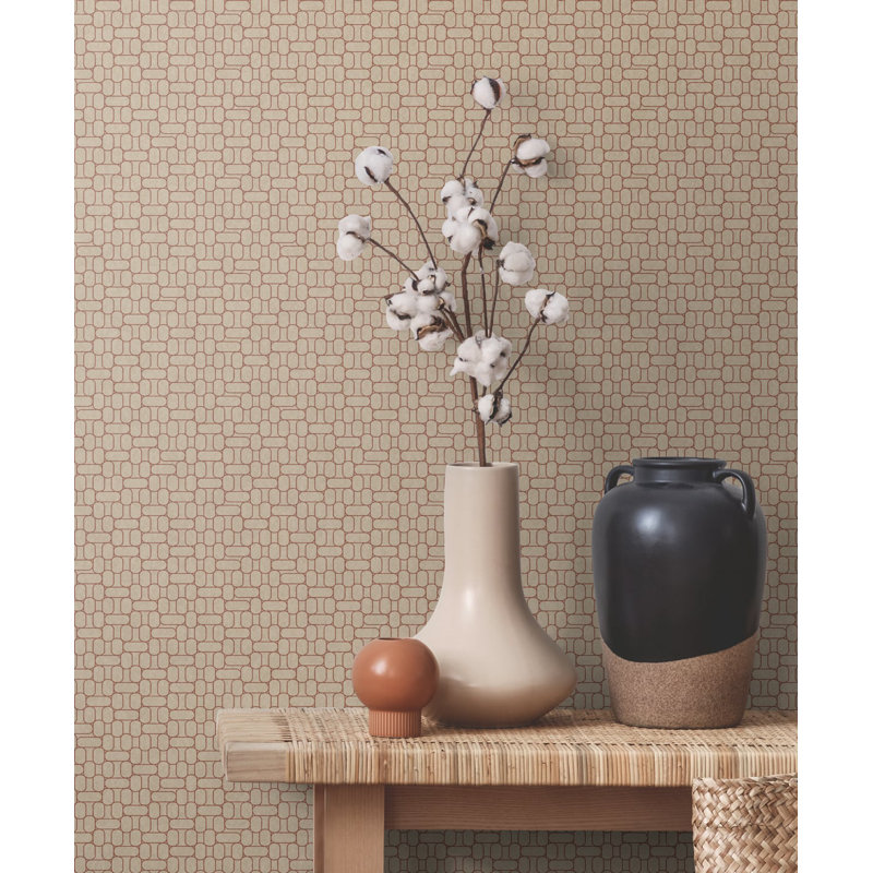 Rouleau de papier peint lisse L 33 po x l 20,5 po Skylight & Navy, Crème / brun foncé