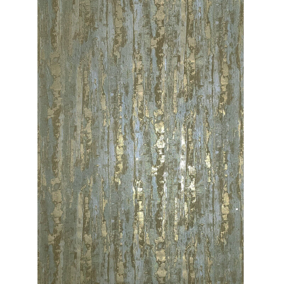Fusami Gray Silver Brass Gold Metallic Faux Distressed Metal Plaster Wallpaper Loon Peak®