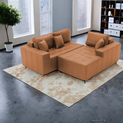 Canapé modulaire en cuir synthétique avec méridienne à compression pour la maison