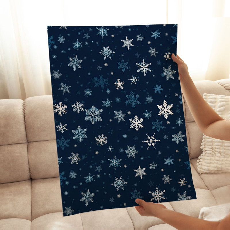 «Landscape and Nature Snowflakes», impression d'art moderne sans cadre bleu marine, H 14 po x l 11 po