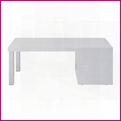 White High Gloss Modern Coffee Table with Chrome Legs – Space-Saving Storage, Easy-Clean for Living Room