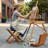 Vukasin Genuine Teak and Leather Folding Artist Stool in Brown Teak Wood