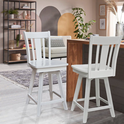 Derene Swivel Solid Wood Counter Stool