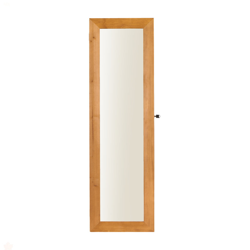 Armoire pour armoire à bijoux en bois massif avec miroir pleine grandeur, verrouillable au mur 47,5 x 14,3 po avec lumière DEL