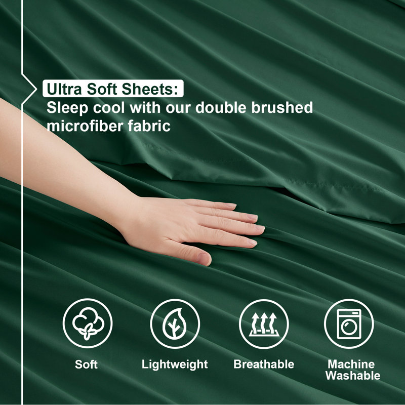  Ensemble de draps double brossé de luxe pour hôtel avec draps et taies d'oreiller très doux, Drap pour lit simple
