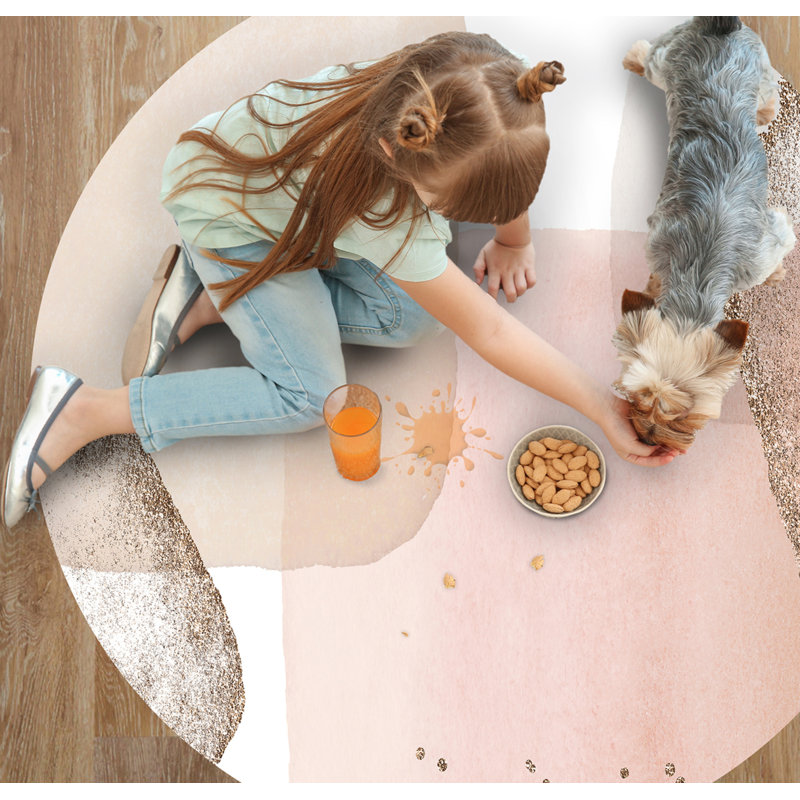 Rouba Vinyl Machine Printed Area Rug, Round 150cm