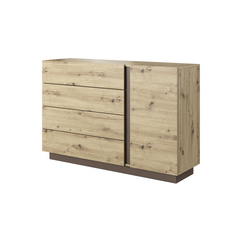 Janelisse 4 Drawer 139Cm W Combi Chest, Oak