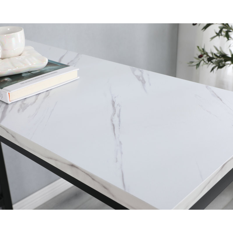 Table de bar en faux marbre noir avec 2 chaises de bar pour la maison, la cuisine et le bureau, Noir