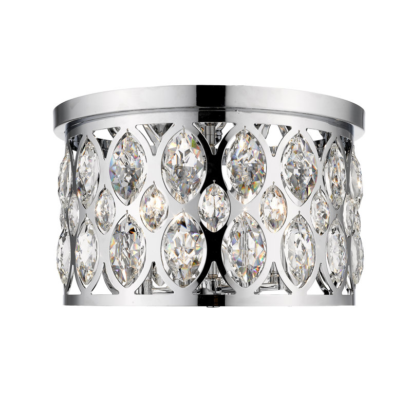 Plafonnier encastré cylindrique unique / remarquable à 4 lumières de 15,75 po Delphina, Chrome