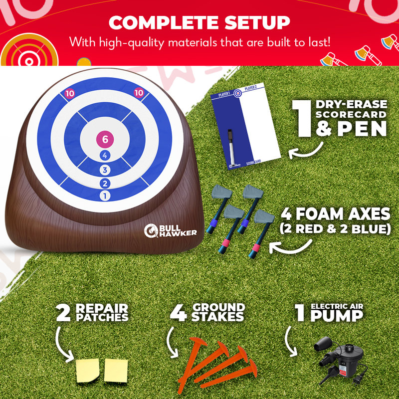 Bull Hawker - Jeu de fléchettes avec hache géante, H 72 po x l 72 po x P 54 po