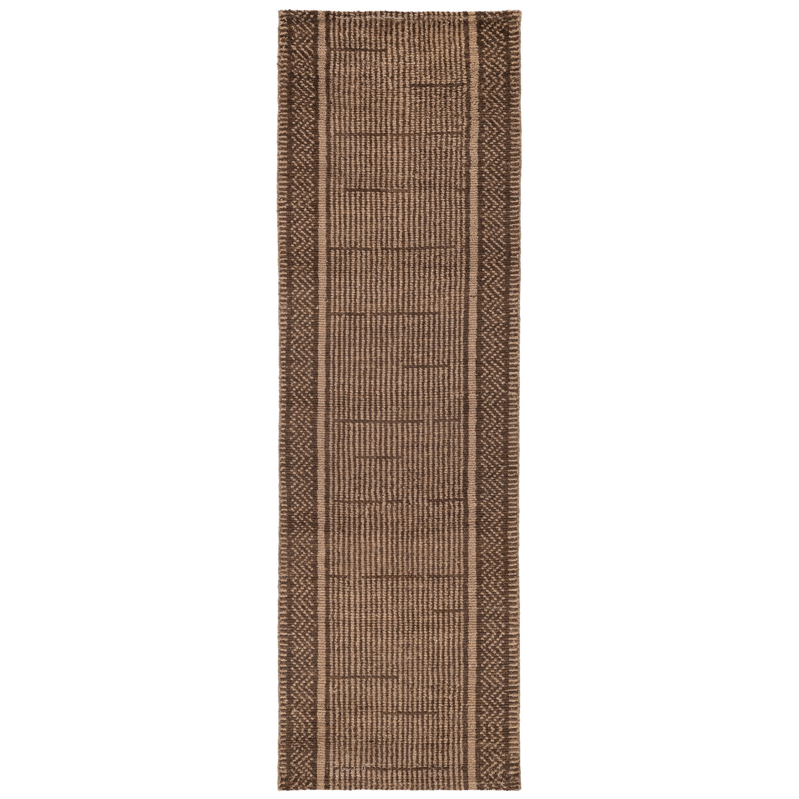 Villa Hand Knotted Wool Indoor Rug, Brown, 2'6x8'