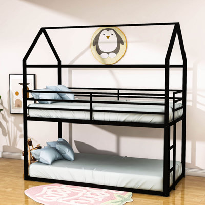 Twin Over Twin House Bunk Bed,Metal Bunk Bed With Ladder -  Harper Orchard, 68D71A4983584F01A7E1FB91DC495672