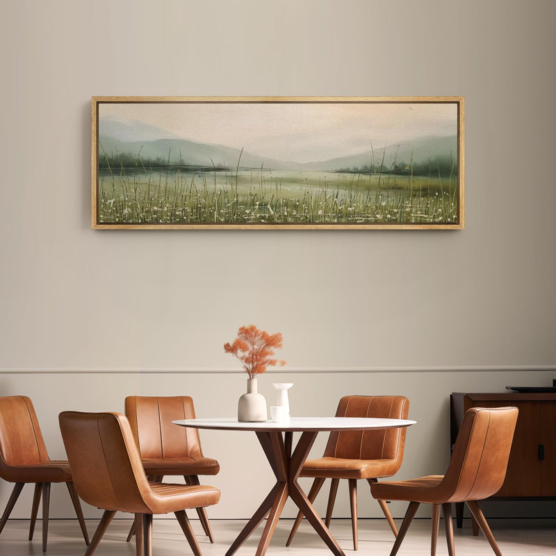 Paysage de campagne rustique avec lac tranquille et serein, H 20 po x l 60 po, Naturel