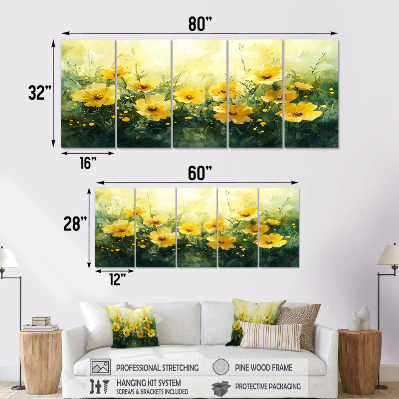 Hollandsworth - coquelicots - art mural traditionnel, H 28 po x l 60 po, 5