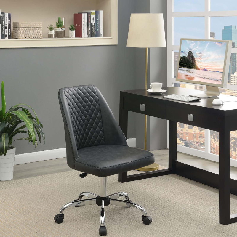 et chaise de bureau réglable chromée, Gris