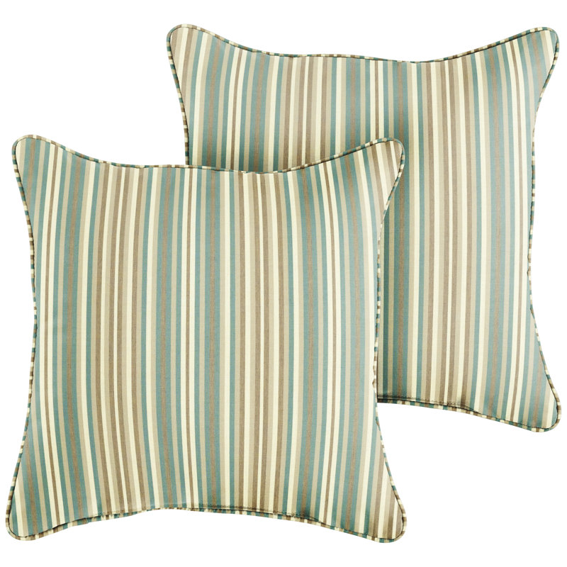Coussin Sunbrella, H 18 po x l 18 po x P 6 po, Sarcelle / Beige