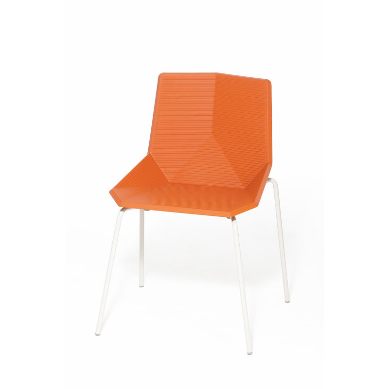 Dining Chair, Orange, White