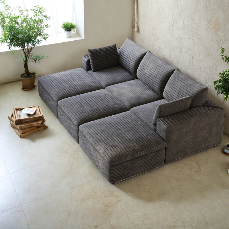 Compression Cloud Sofas, 102 Inch Corduroy Modular Modern Couch For Home