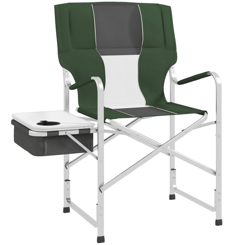 Healdton Folding Director Chair, Silver, Green