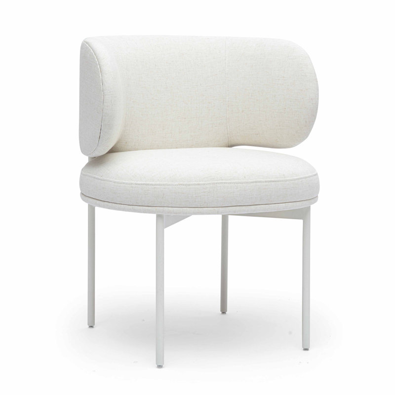 Speckled Grey Performance Boucle Dining Chair, White, White