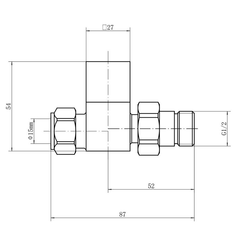 Designer Bathroom Radiator Valves Straight Square Head Manual One Pair, Anthracite