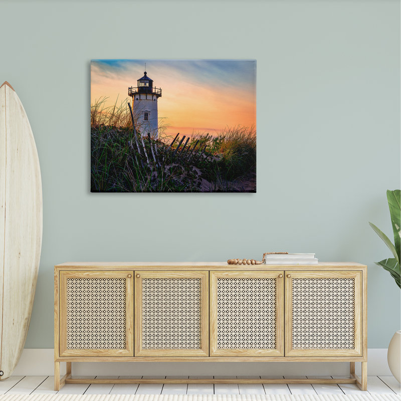 Phare au coucher du soleil sur la côte de Rick Berk - Photographie sur toile tendue, H 36 po x l 48 po x P 1,5 po