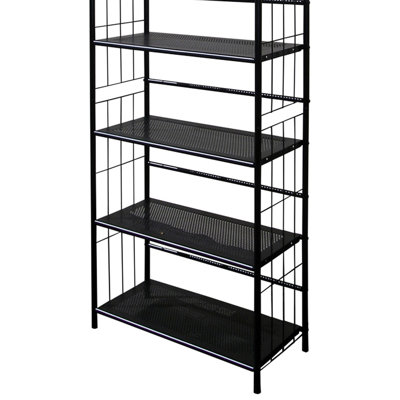 Bibliothèque de 64 po de hauteur en métal noir de 64 po - Optimisez votre espace Assemblage facile pour le bureau, le salon et la bibliothèque d'angle