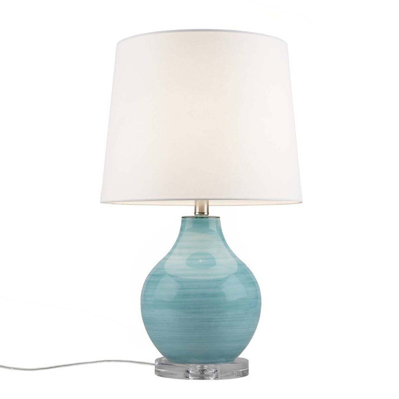 Lampe de table en verre soufflé tourbillon bleu turquoise Aqua