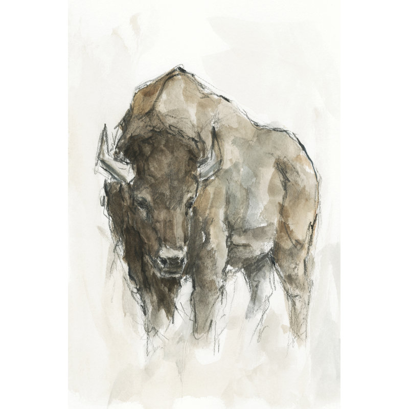 American Buffalo II by Ethan Harper - Wrapped Canvas Painting, 30cm H x 20cm W