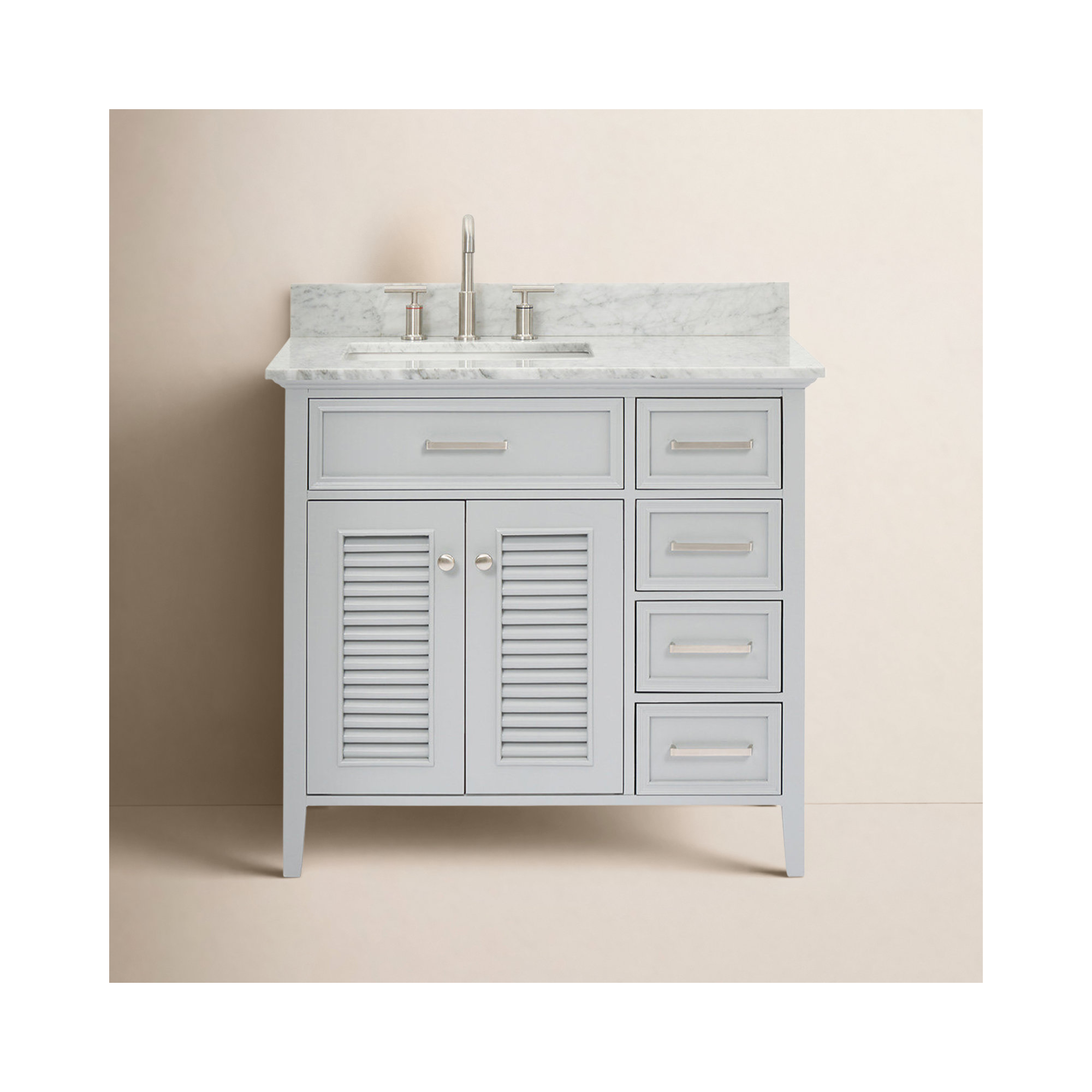37'' Single Bathroom Vanity, Gray, Left